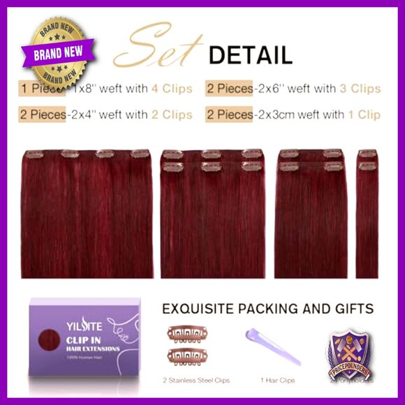 16 Inch Clip In Human Hair Extensions 70g 7pc Silky Straight Remy